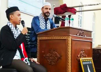 Syech dari Palestina saat sampaikan ceramah di Masjid Nurul Furqan, Tanah Pak Lambiak, Ahad (17/3/2024) malam.